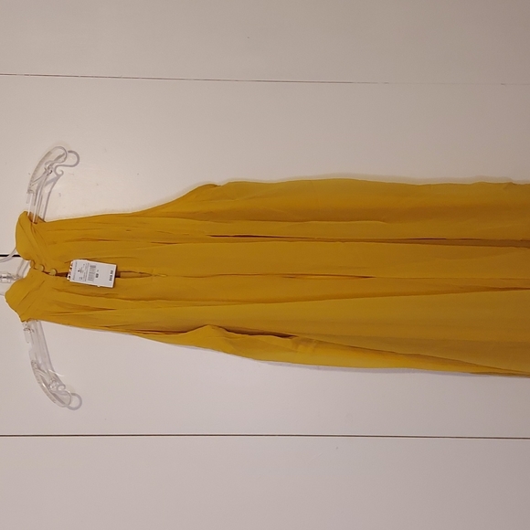 Ashley Stewart Halter Overlay Wide Leg Jumpsuit Size 14 NWT Nugget Gold - Picture 5 of 15